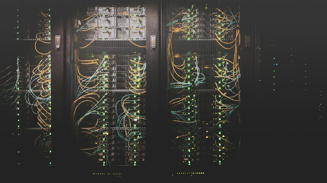 Server racks with patched network cables